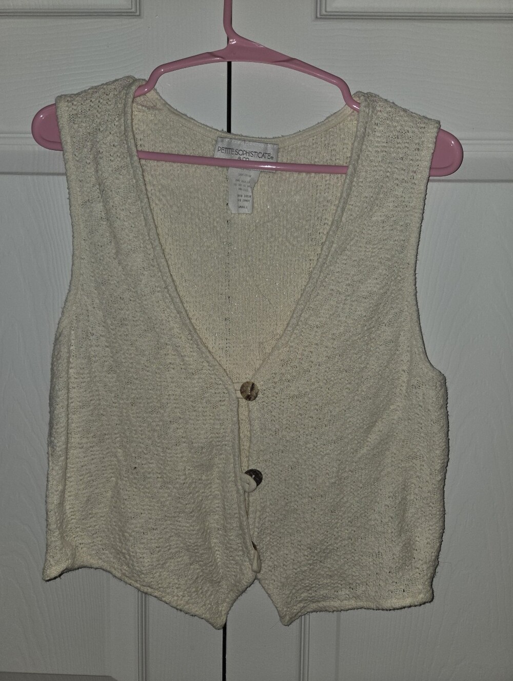 Cream Knit Button Front Vest